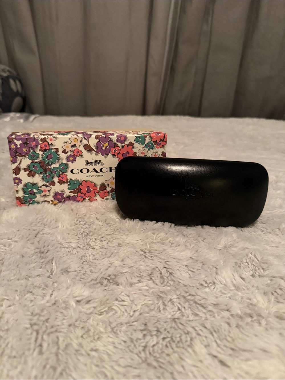 Coach Black Eyewear Case with Floral Signature Box
